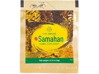 A gold foil sachet of Link Natural Samahan herbal supplement.
